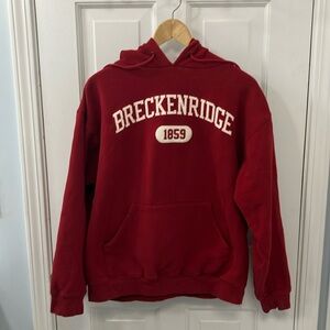 Vintage Y2K Breckenridge Colorado 1859 Red hoodie sweatshirt embroidered size L